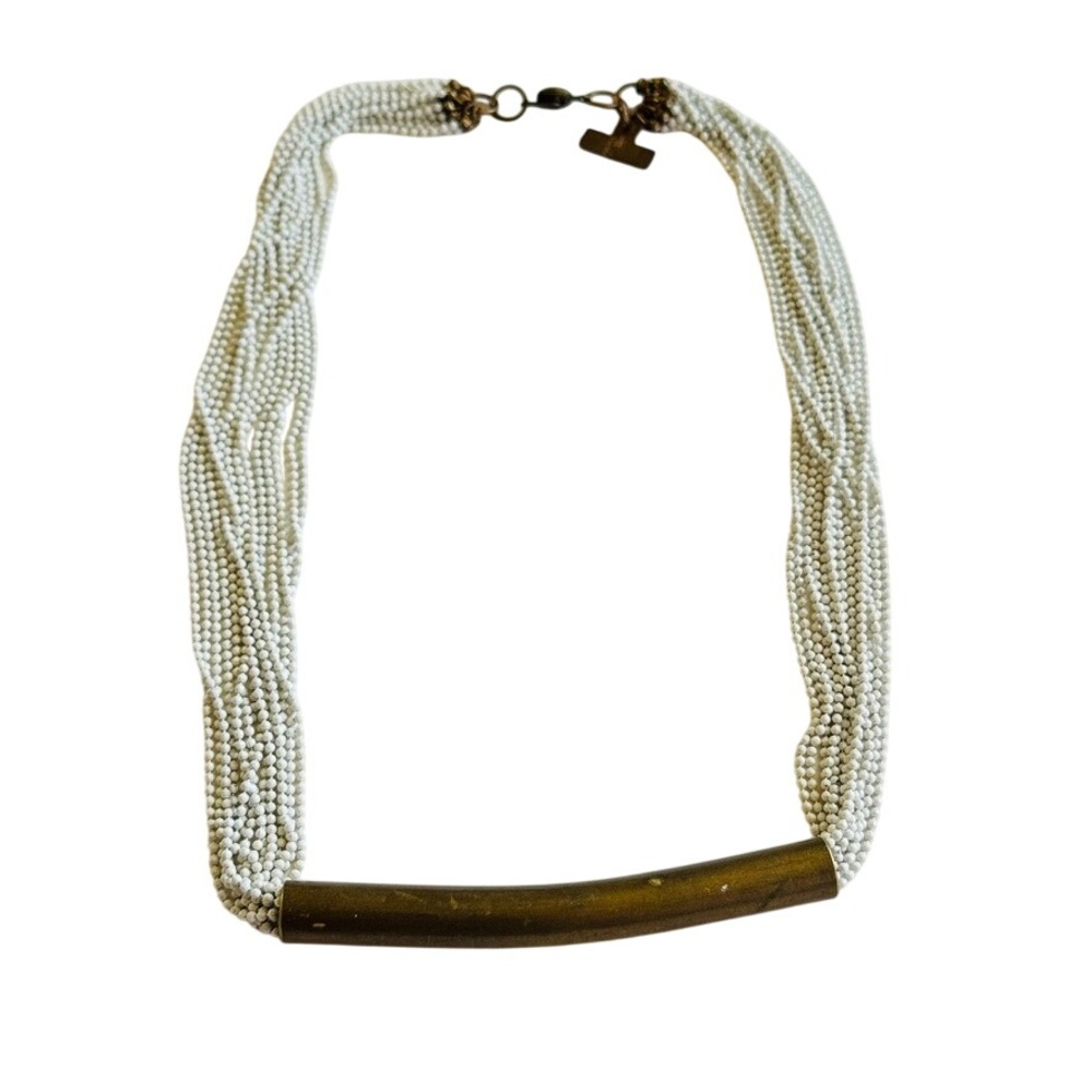 Modernist Ball chain multi Scoop Necklace‎ VTG Distressed Designer AKS Statement